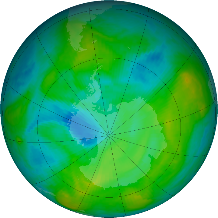 Antarctic ozone map for 09 February 1980